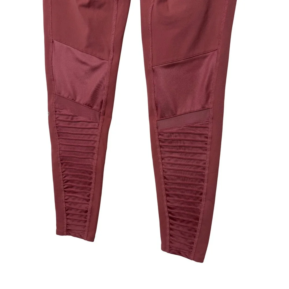Alo Yoga High Waist Moto Leggings Women Size L Ribbed‎ Mesh Activewear Pants
